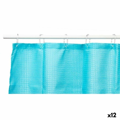 Cortina de Ducha Berilo SC-POLY-UD1-BLUE Azul Poliéster 180 x 180 cm Puntos (12 Unidades)