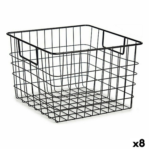 Multi-purpose basket Kinvara W7318 Black Steel 29 x 19,5 x 32 cm With handles (8 Units)
