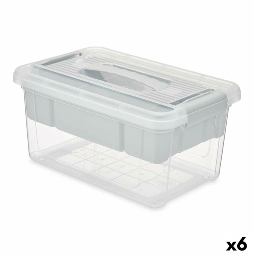 Caja Multiusos Kipit 02 1310 Gris Transparente Plástico 5 L 29,5 x 14,5 x 19,2 cm (6 Unidades)