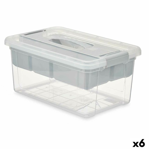 Caja Multiusos Kipit 02 1311 Gris Transparente Plástico 9 L 35,5 x 17 x 23,5 cm (6 Unidades)