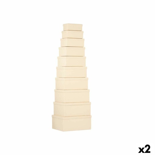Set of Stackable Organising Boxes Pincello 125 Natural Cardboard (2 Units)