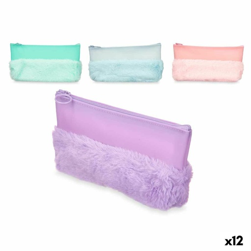 Estuche Escolar Pincello 443 Azul Verde Morado Rosa 21 x 9 x 3 cm Pompón (12 Unidades)
