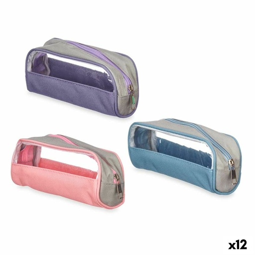 School Case Pincello 444 Blue Transparent 23 x 5,5 x 8 cm (12 Units)