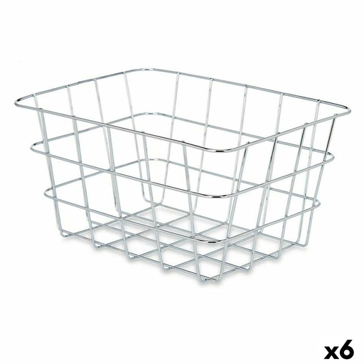 Cesta Multiusos Kinvara W5759K-S CHROME Plateado Plata Metal 24 x 12,5 x 18,5 cm Rectangular (6 Unidades)
