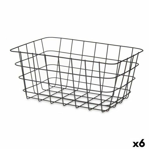 Cesta Multiusos Kinvara W579K-M BLACK Negro Metal 30,3 x 14 x 22,5 cm Rectangular (6 Unidades)