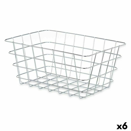 Multi-purpose basket Kinvara W5759K-M CHROME Silver Metal 31 x 14 x 21 cm Rectangular (6 Units)