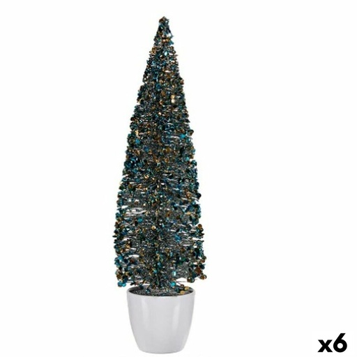 Árbol de Navidad Krist+ 2402/15-2-6 Azul Dorado Plástico Árbol de Navidad 10 x 38 x 10 cm (6 Unidades)