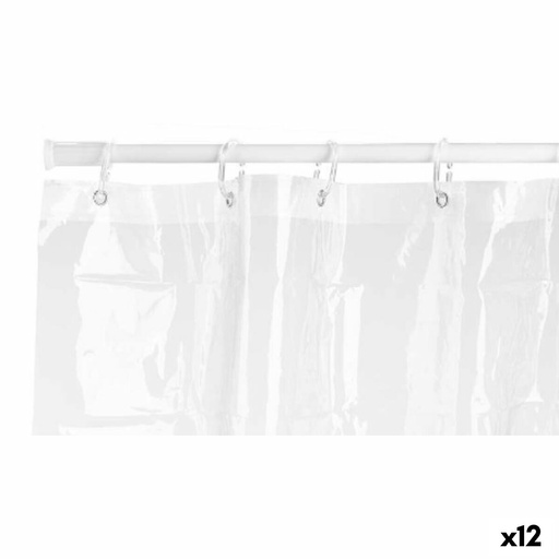 Cortina de Ducha Berilo 216 Transparente Plástico PEVA 180 x 180 cm (12 Unidades)