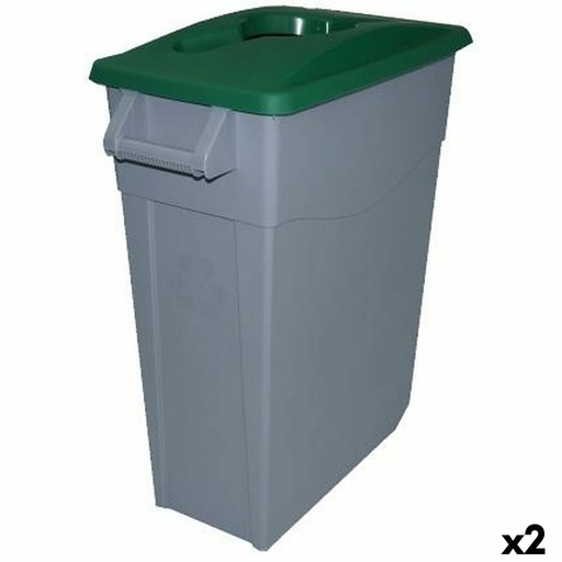 Cubo de Basura para Reciclaje Denox Verde 65 L (2 Unidades)