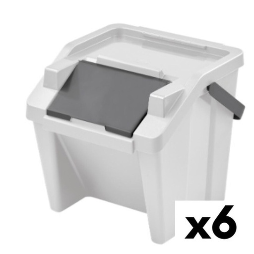 Cubo de Basura para Reciclaje Tontarelli Moda Blanco Apilable 28 L (6 Unidades)