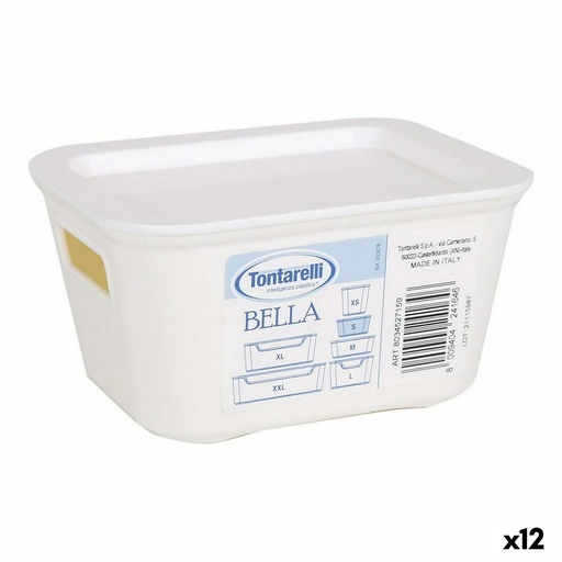 Caja de Almacenaje con Tapa Bella Blanco 13,9 x 11,4 x 7,2 cm (12 Unidades)