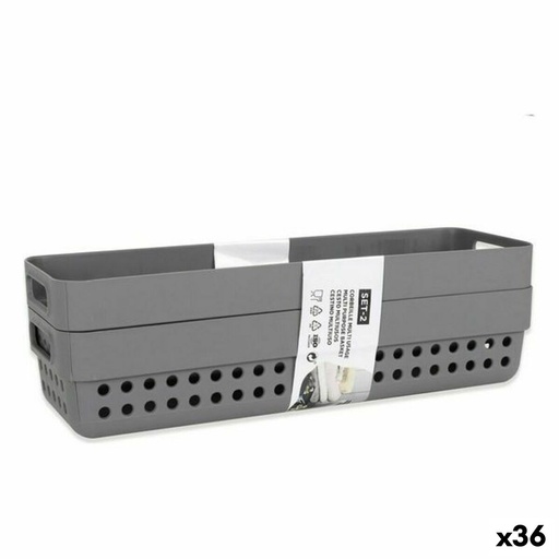 Cesta Multiusos Confortime 144888 24 x 7,5 x 5 cm 24 x 7,5 x 7 cm 2 Piezas (36 Unidades)