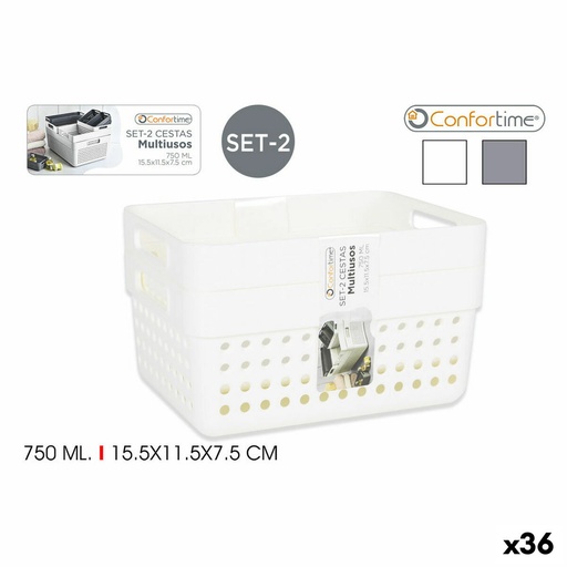 Cesta Multiusos Confortime 144943 15,5 x 11,5 x 7,5 cm 2 Piezas (36 Unidades)