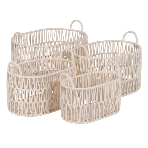 Juego de Cestos Blanco Cuerda 50 x 36 x 36 cm (4 Unidades)