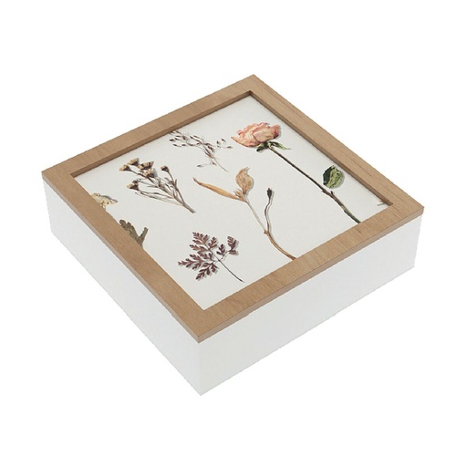 Decorative box Versa MDF Wood Flowers