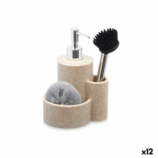 Dispensador de Jabón 2 en 1 para Fregadero Kinvara 92295 Plástico Poliresina 14 x 18,5 x 12 cm Cocina (12 Unidades)