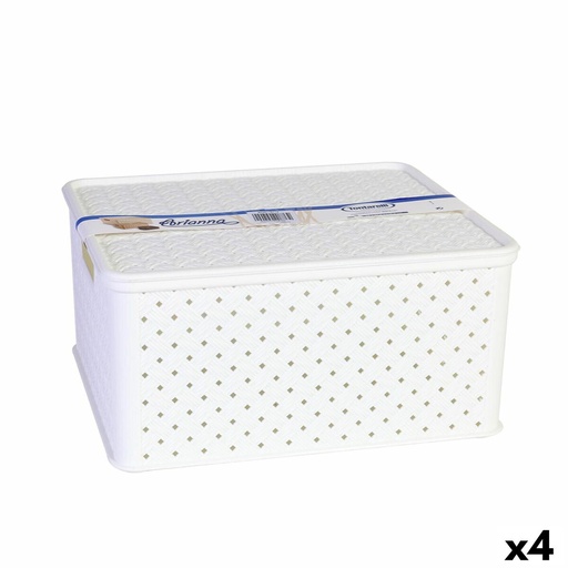Caja de Almacenaje con Tapa Tontarelli Arianna Blanco 13 L 33 x 29 x 16 cm (4 Unidades)