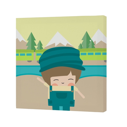 Lienzo HappyFriday Happynois Train Multicolor 27 x 27 cm