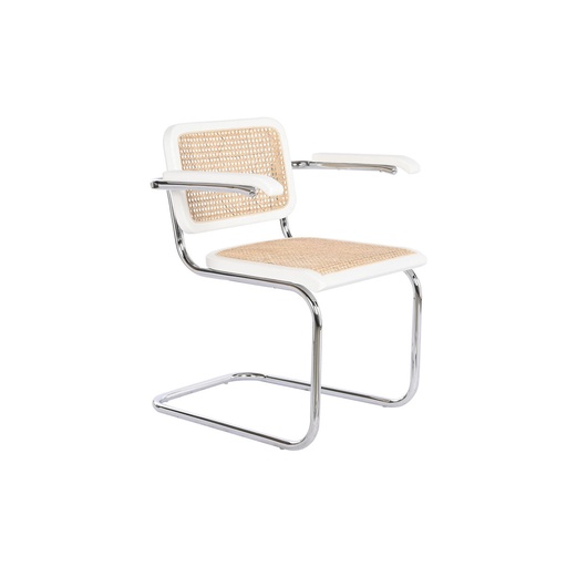 Silla con Reposabrazos DKD Home Decor Blanco Plateado Natural Ratán Madera de olmo 65,5 x 62 x 79 cm
