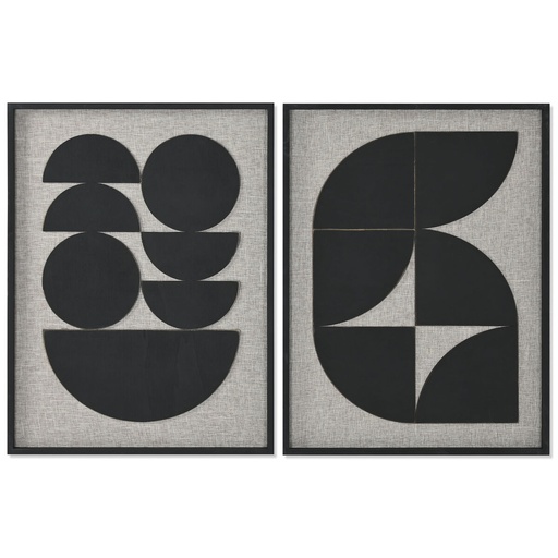 Cuadro Home ESPRIT Negro Beige Moderno 60 x 3 x 80 cm (2 Unidades)