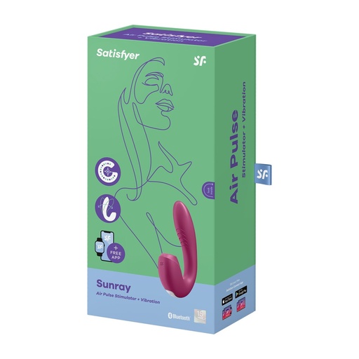 Vibrador Doble Estimulación  Supernova Insertable Satisfyer Sunray Rojo Fucsia