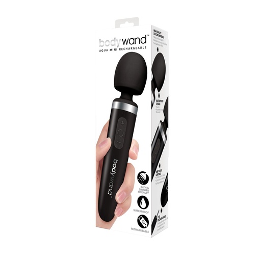 Aqua Mini Rechargeable Wand Massager Black Bodywand Multi Function Wands Black