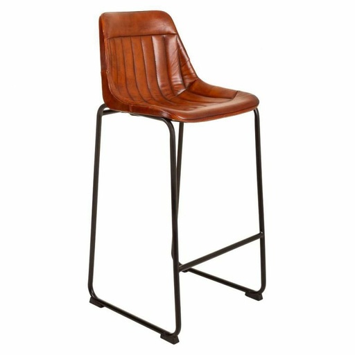 Stool Alexandra House Living Brown Black Leather Iron 50 x 106 x 46 cm