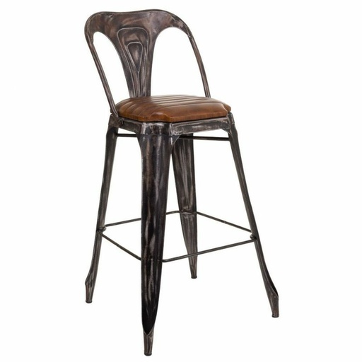Stool Alexandra House Living Brown Black Leather Iron 53 x 105 x 49 cm