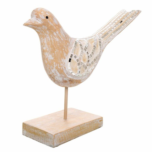 Decorative Figure Alexandra House Living White Natural Bird 26 x 12 x 30 cm