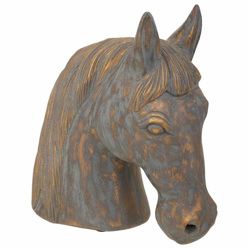 Decorative Figure Alexandra House Living Grey Golden Horse 15 x 31 x 31 cm