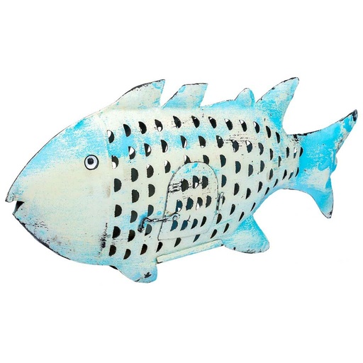 Candleholder Alexandra House Living Blue Mango wood 10 x 28 x 62 cm Fish