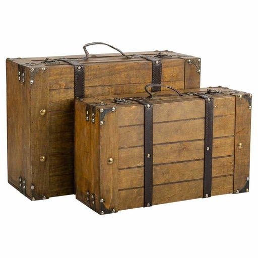 Maleta decorativa Alexandra House Living Marrón PVC Madera Metal Vintage 31 x 17 x 45 cm 40 x 24 x 13,5 cm Decorativo 2 Piezas
