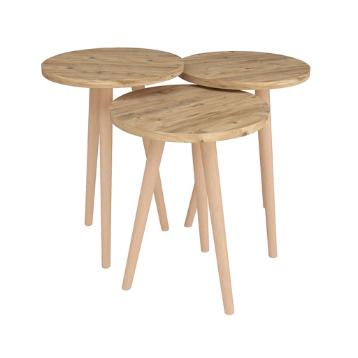 Juego de 3 Mesitas Alexandra House Living Natural Roble Madera MDP 35 x 49 x 35 cm 35 x 45 x 35 cm 35 x 47 x 35 cm