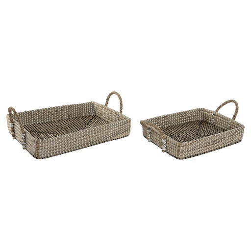 Basket set Home ESPRIT Natural Fibre Natural Urban 41 x 32 x 16 cm