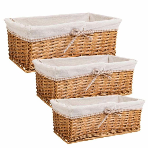 Set of Baskets Alexandra House Living wicker Willow wood 25 x 17 x 48 cm 42 x 20,5 x 15 cm 35 x 16 x 14 cm 3 Pieces