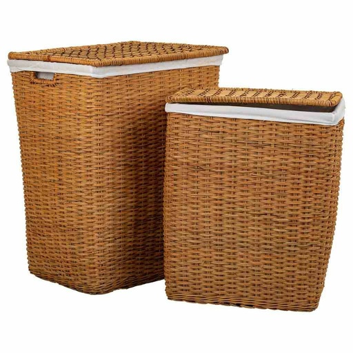 Laundry basket Alexandra House Living Brown Polyester Rattan 33 x 59 x 47 cm 51 x 40 x 26 cm 2 Pieces