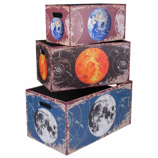 Storage Box Alexandra House Living Canvas MDF Wood 28 x 24 x 48 cm 42 x 24 x 21 cm 36 x 20 x 18 cm 3 Pieces