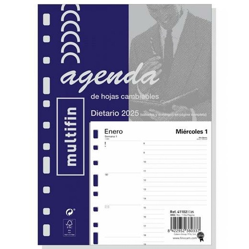 Recambio para Agenda Finocam MULTIFIN 3002 2025 15,5 x 21,5 cm