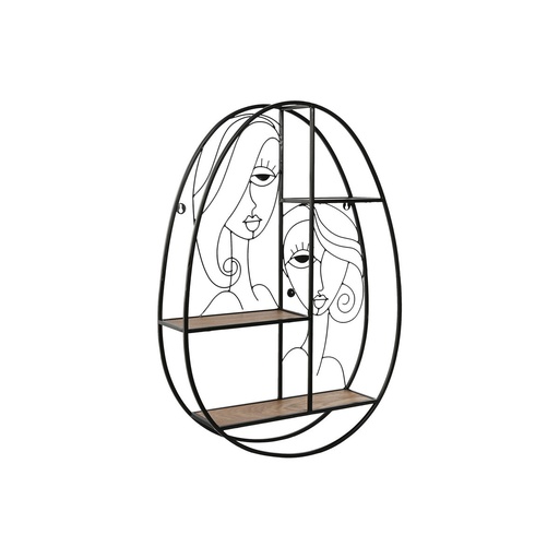 Estantería Home ESPRIT Negro Natural Metal Madera MDF 53 x 12,2 x 72 cm De pared