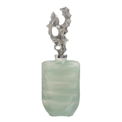 Botella Verde Plateado 16 x 10 x 46 cm Decorativa