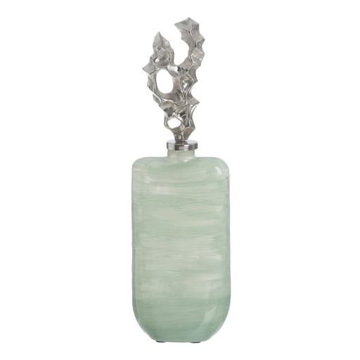 Decorative bottle Green Silver 16 x 9 x 54 cm Decorative