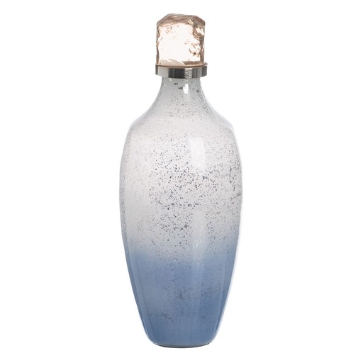 Decorative bottle Blue Silver 12 x 12 x 33 cm Decorative