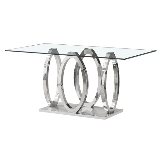 Mesa de Comedor Home ESPRIT Acero Cristal Templado 160 x 90 x 76 cm