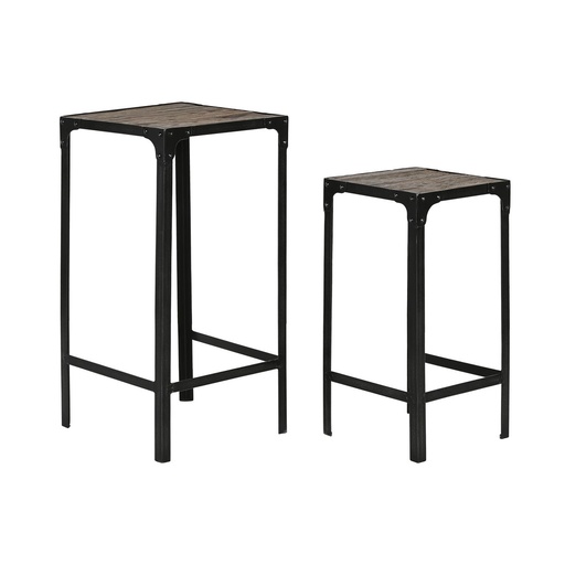 Juego de 2 mesas Home ESPRIT Negro Natural 38 x 38 x 75 cm