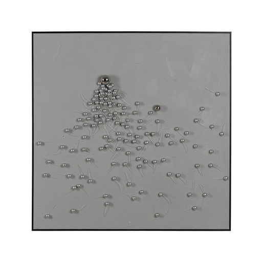 Cuadro Blanco Plateado Abstracto 100 x 100 cm