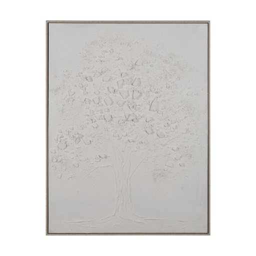 Cuadro Blanco Crema Abstracto 90 x 4 x 120 cm