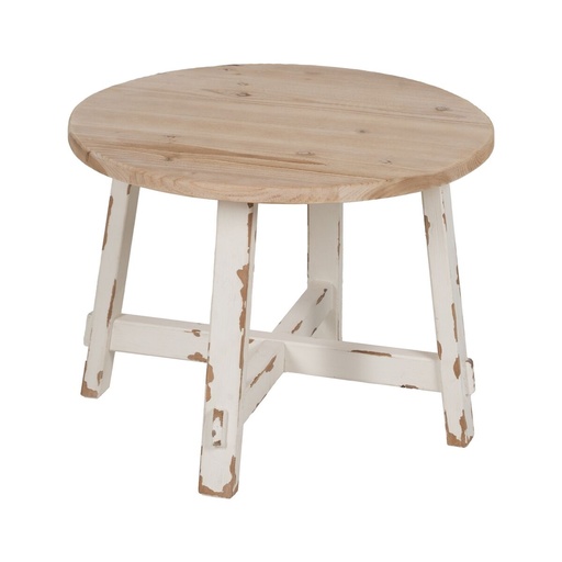 Centre Table White Natural 60 x 60 x 45 cm