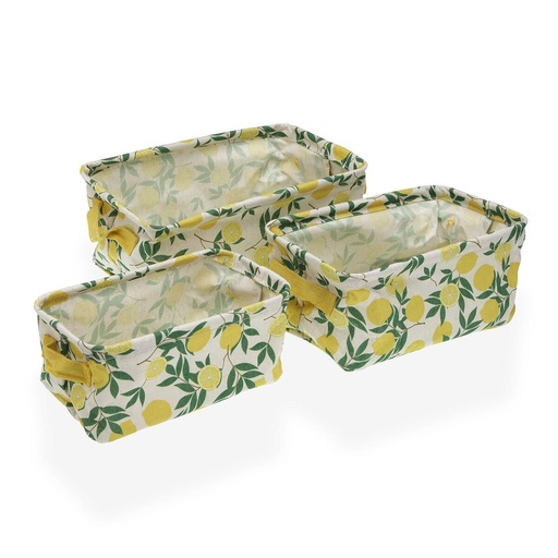 Basket set Versa 18 x 14 x 28 cm Lemon
