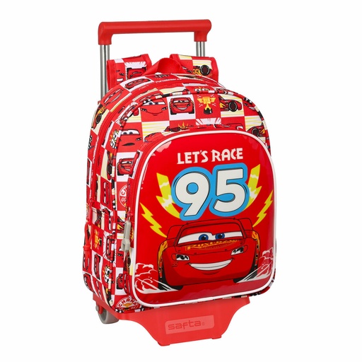 School Rucksack with Wheels Safta Let's Race White