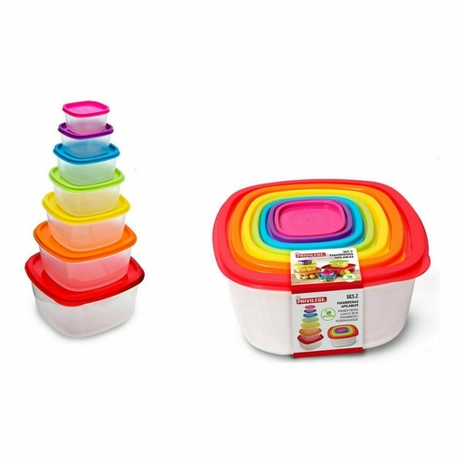 Set de Fiambreras Privilege Multicolor 3 L 7 Piezas 12 Unidades